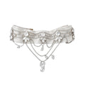 White Lace Choker Necklace with Crystals and Draped Chains view 5