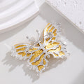 White Gold Tone Butterfly Crystal Metal Brooch Pin view 3