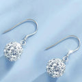 Silver Crystal Pave Ball Drop Fishhook Earrings Alloy Pair view 2