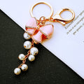 Pearl Strand Crystal Bow Keychains with Cords and Loose Heart Loops view 9