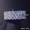 White Gold Triple Row Pave Round CZ Band Ring Sizes 6-10 view 5
