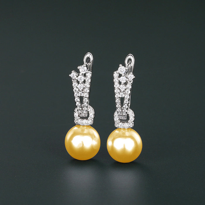 Silver Tone Pearl Drop Earrings In Yellow White And Gray
