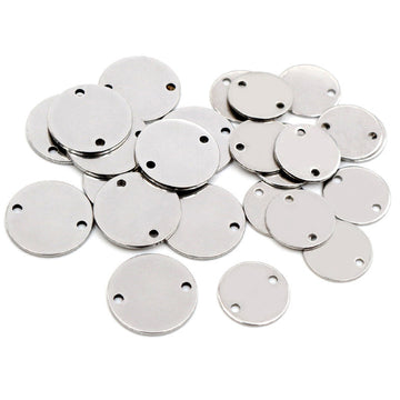 Polished Two Hole Round Metal Connector Discs in Two Sizes