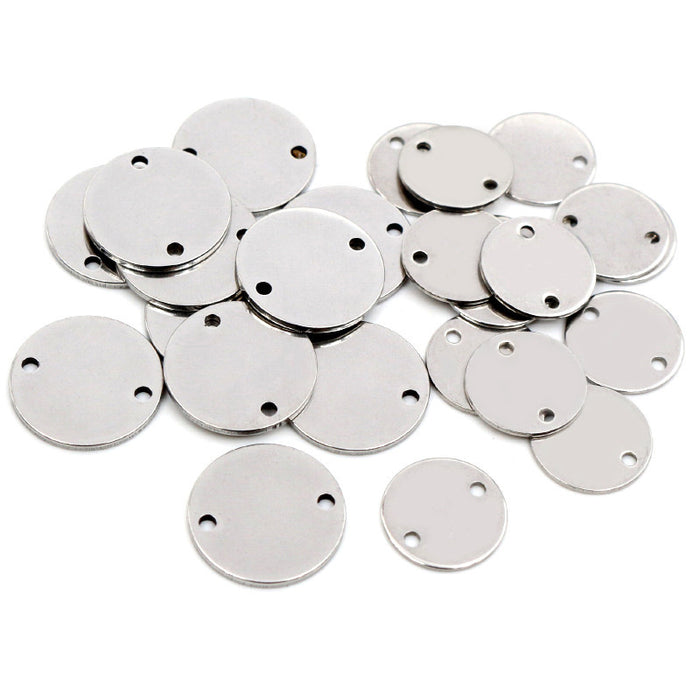 Polished Two Hole Round Metal Connector Discs in Two Sizes