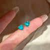 Teal Heart Studs