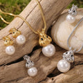 Squirrel and White Pearl Necklace and Earring Collection in Four Finishes view 4