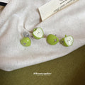 Green Apple Stud Earrings with White Centers Fashion Earrings view 2