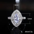 Marquise Clear Crystal Double Halo Ring in Silver Tone view 5