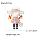Enamel Girl Hat Bag Brooch Pink Cream or Blue Outfit Pin view 6