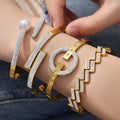 Crystal Geometric Open Bangle Collection in Three Designs view 4