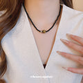 Black Beaded Tiger Eye Accent Strand Necklace Pendant Jewelry view 3