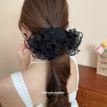 White Oversized Scrunchie With Black Lace Edge And Gallery Black Version view 3