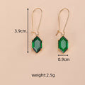 Hexagon Geometric Crystal Dangle Earrings Gold Hooks 5 Colors view 2