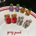 Color Block Rectangle Crystal Drop Earrings Fashion Jewelry view 3
