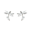 Silver Flying Fish Clear Stone Stud Earrings Pair Set view 5