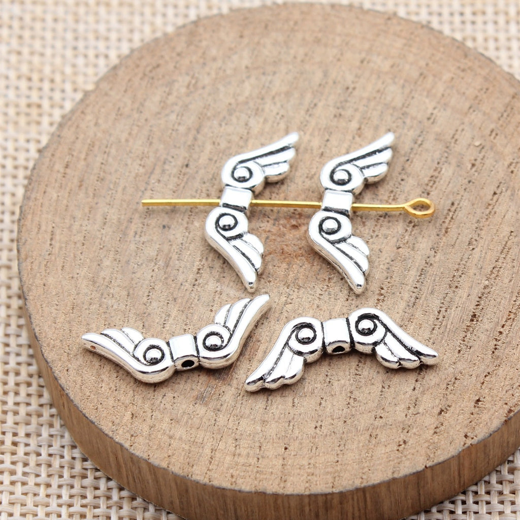 21x7.8mm 1.1g Multicolor Zinc Alloy Angel Wing Small Hole Beads for Bracelet Necklace DIY