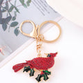 Rhinestone Cardinal Holly Keychain Gold Clasp Three Colors view 3