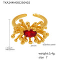 Gold Starburst Flower Ring And Stud Earrings Oval Zircon view 7