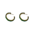 Eight Style Green and Clear Crystal Hoop Statement Earrings view 5