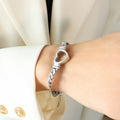 Open Heart Curb Chain Bracelet Gold or Steel Finish view 7