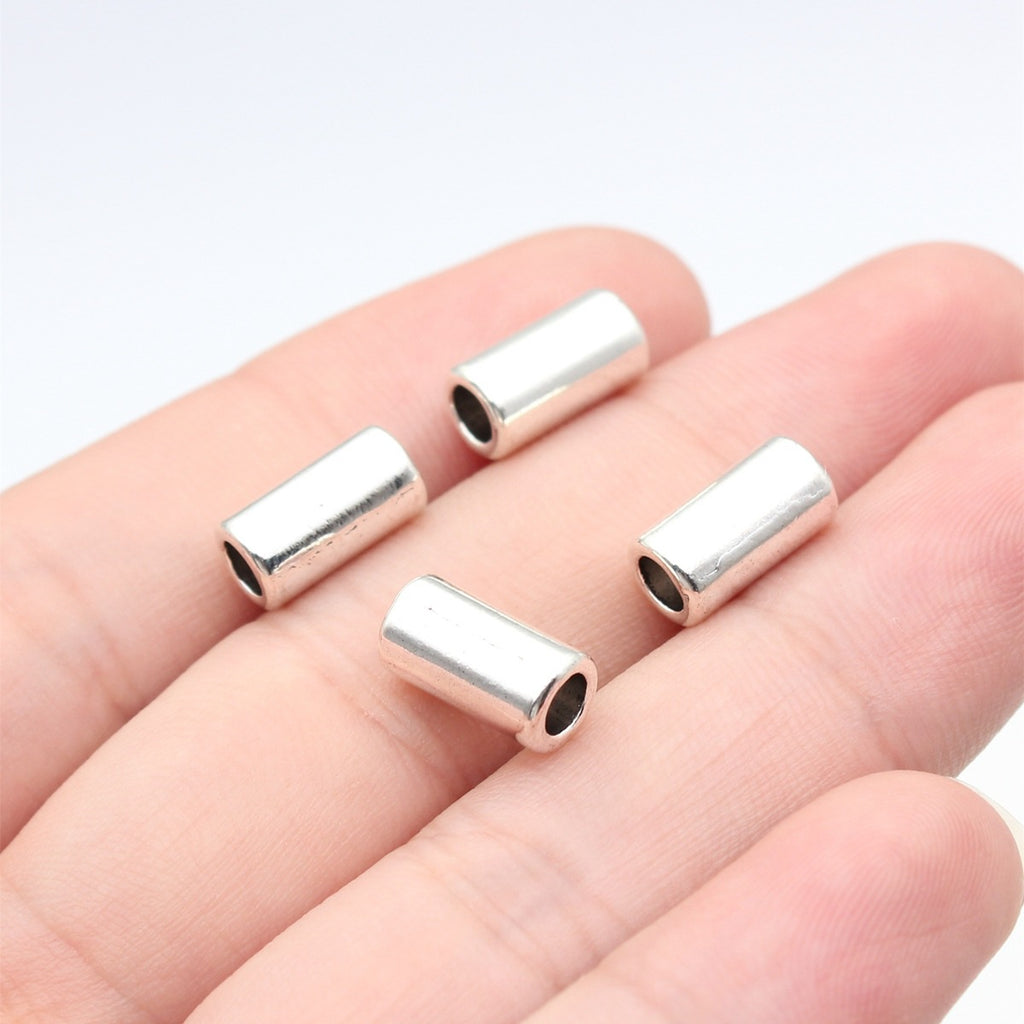 11x5.7x5.7mm 1g Antique Silver Zinc Alloy Smooth Cylinder Tube Spacer Beads for DIY Bracelet Jewelry Making