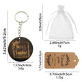 Best Teacher Round Wooden Keychain With Metal Ring, Two Styles view 2