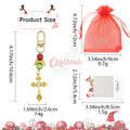 Gold Cross Red Green Bead Angel Wings Christmas Keychain view 2