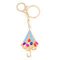 Rhinestone Enamel Umbrella Keychain Gold Metal Four Colors view 5