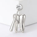 Dentist Tooth and Mirror Brooch in Two Metal Tones view 6