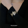 Antique Gold Tone Floral Relief Wide Open Cuff Bracelet view 4