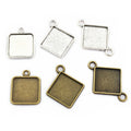 Square Double-Loop Bezel Connectors in Silver and Bronze Tones view 5