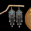 Thirty-Eight Silver Tone Turquoise Look Ethnic Earrings view 10