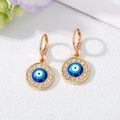 Gold and Silver Tone Crystal Blue Evil Eye Huggie Earrings view 2