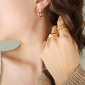Irregular C Shape Earrings With Faux Pearls And Clear Stones view 4