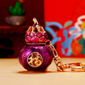 Lotus Gourd Keychains with Gold Tone Rings and Braided Straps view 11