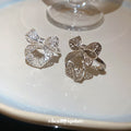 Hollow Crystal Pavé Bow Open Cuff Rings Silver Champagne view 4