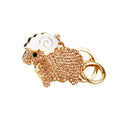 Jeweled Sheep Keychain with White Enamel Head and Gold Tone Body view 5