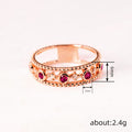 Rose Gold Beaded Openwork Band Ring Magenta Accent Stones view 4