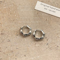 Silver Bamboo Joint Mini Huggie Hoop Earrings Pair view 4