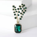 Crystal Bouquet Vase Brooch Emerald Green or Deep Blue view 6