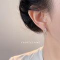 Silver Marquise Clear CZ Stud Drop Earrings Round Dangle view 2