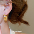 Twisted Open Hoop Earrings with Pearl Accents Statement Jewelry view 3