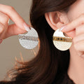 Half Moon Textured Disc Stud Earrings in Gold with Polished Details view 2