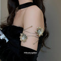 Silver Metal Flower And Leaf Open Arm Cuff Bracelets view 3
