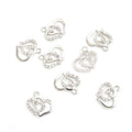 Double Heart Crystal Alloy Charm Pendants in Two Metal Tones view 3