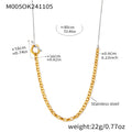 Long Toggle OT Clasp Chain Necklace Gold Steel Two-Tone view 8