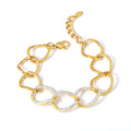 Gold Interlocking Oval Link Bracelet Rhinestone Pave Accents view 5