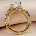Two-Tone Princess Cut Clear Stone Twisted Band Ring Sizes 6-10 view 1