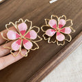 Gold Enamel Flower Stud Earrings Choker Rope Necklace Styles view 6