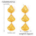 Triple Shell Fan Drop Earrings Gold Tone Stainless Steel view 6